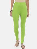 Souchii Lime Green Solid Ankle-Length Leggings | Grocsy