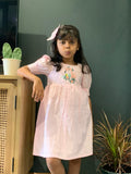 ArthLife Pink Flamingo Embroidered Dress | Grocsy