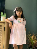 ArthLife Pink Flamingo Embroidered Dress | Grocsy