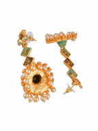 Shoshaa Gold-Toned & Green Contemporary Jhumkas Earrings | Grocsy