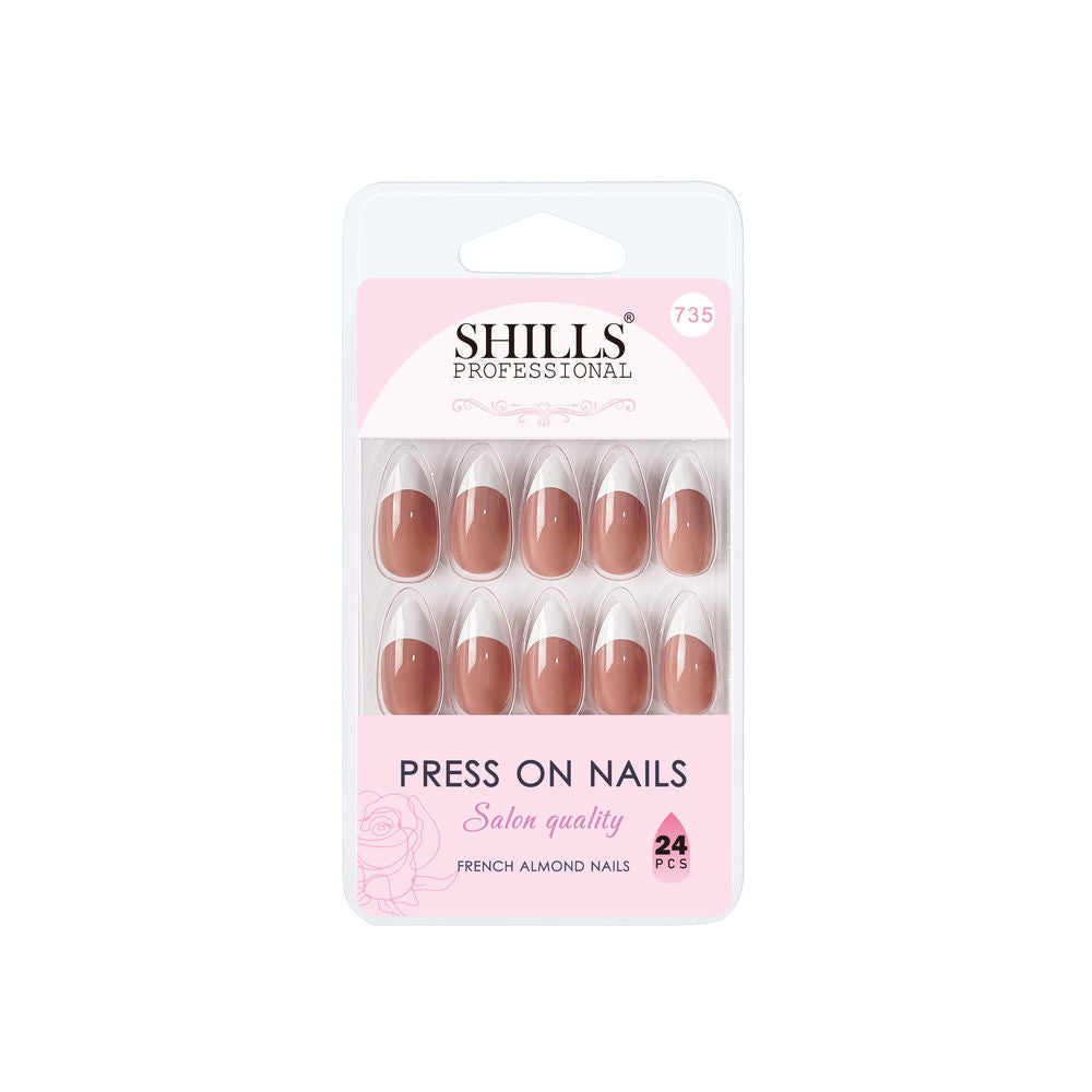 Shills Professional Reusable Press On Nails French Almond - SPN735 | Grocsy