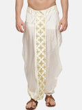 Sethukrishna Men Cream Embroidered Dhoti Pant | Grocsy