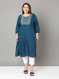 Sztori Floral Embroidered Yoke Design Sequined Straight Kurta | Grocsy