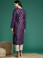Sangria Ethnic Motifs Printed Gotta Patti Kurta | Grocsy