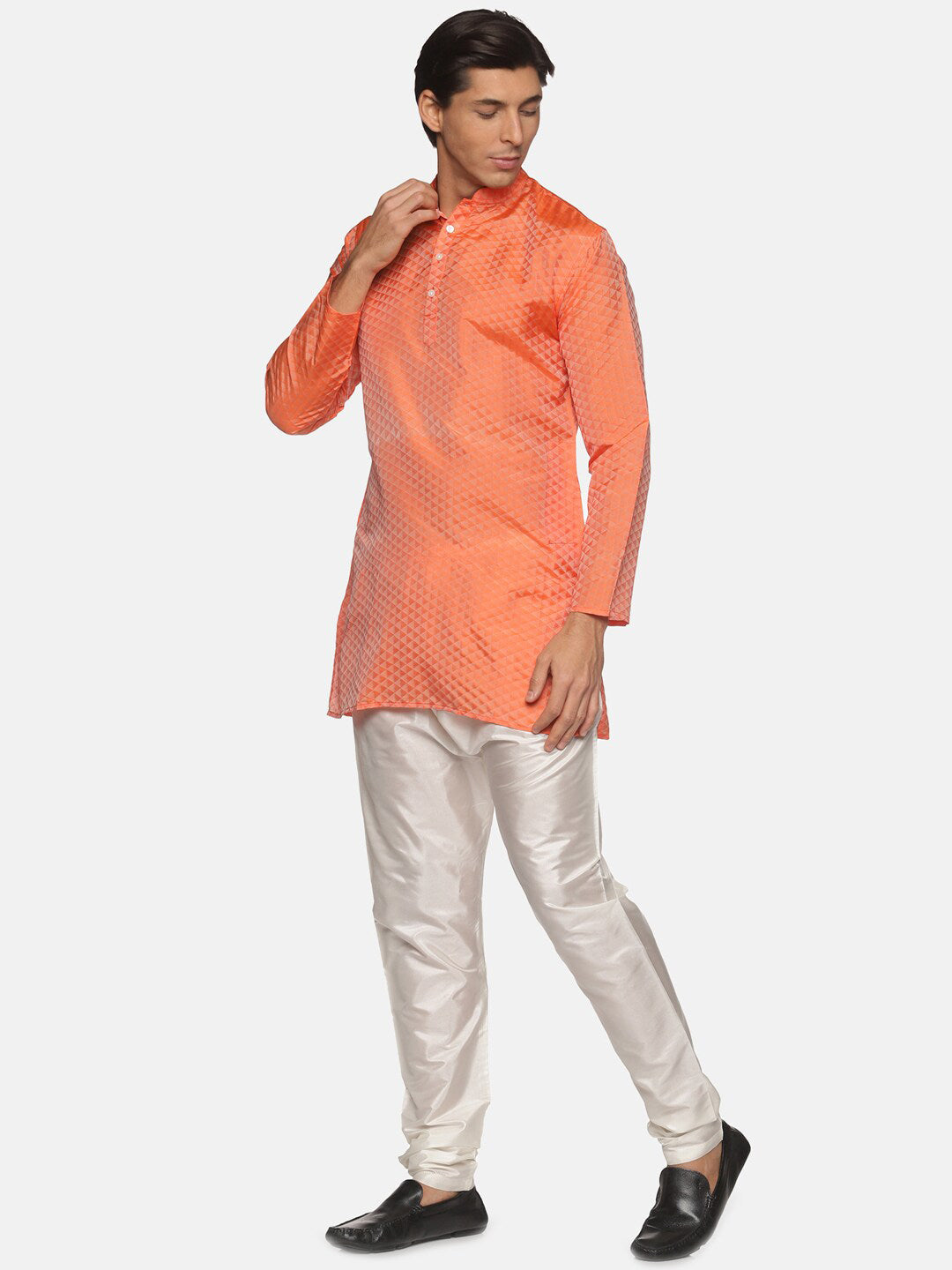 Sethukrishna Men Orange Kurta with Pyjamas | Grocsy