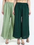 TAG 7 Women Pack of 2 Green Flared Ethnic Palazzos | Grocsy