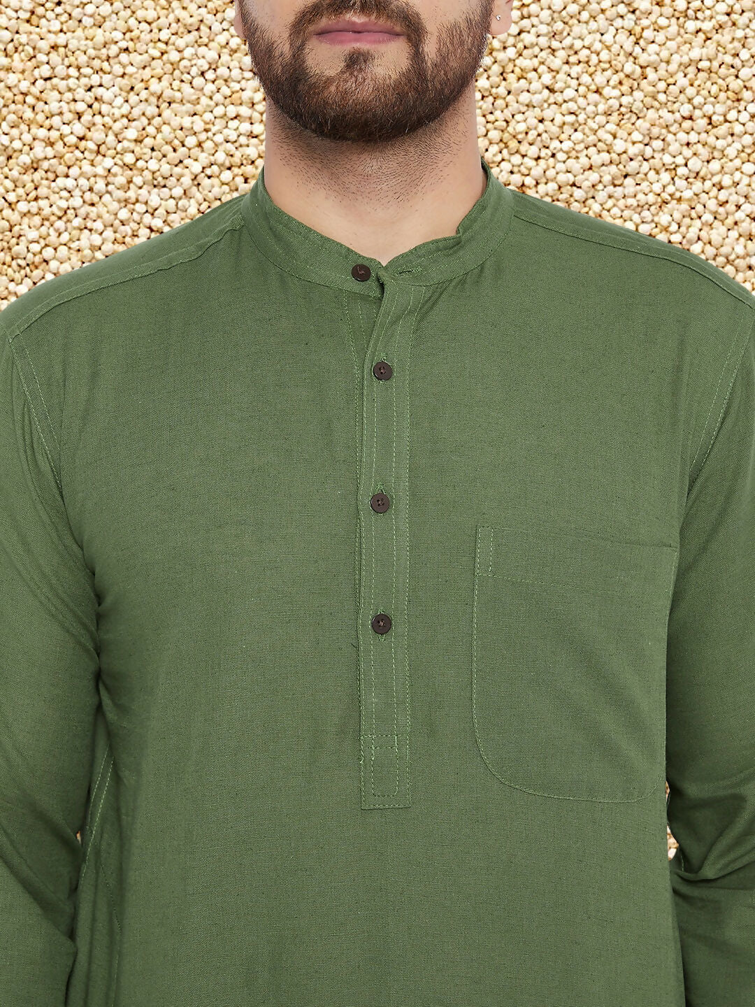 Even Apparels Men's Solid Green Linen Kurta | Grocsy