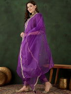 Sangria Embroidered Kurta & Trouser With Dupatta | Grocsy