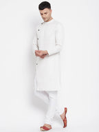 Even Apparels White Rayon Men's Sherwani Kurta With Asymetrical Cut | Grocsy