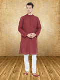 Even Apparels Men's Maroon Emboided Kurta | Grocsy