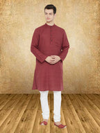 Even Apparels Men's Maroon Emboided Kurta | Grocsy
