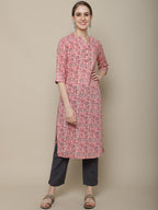Sangria Women Pink Ethnic Motifs Printed Floral Kurta | Grocsy