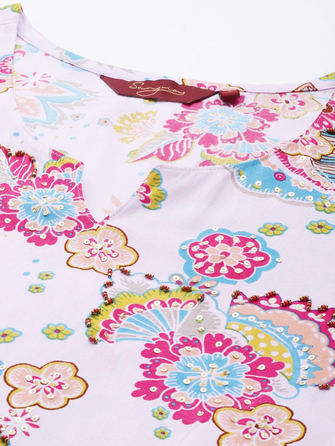 Sangria Women Floral Printed Sequinned Kurta | Grocsy