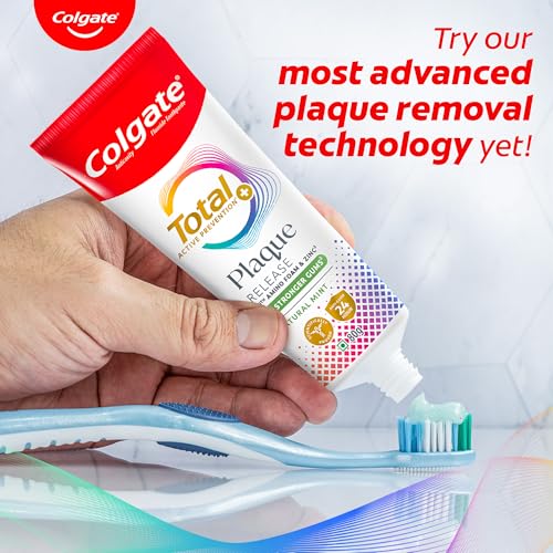 Colgate Total Plaque Release Toothpaste | Tooth Paste with Amino Foam & Zinc | Colgate Paste Toothpaste for Stronger Gums | 3X More Effective at Fighting Plaque - Natural Mint (80gm)(2.8 Ounce) | Grocsy