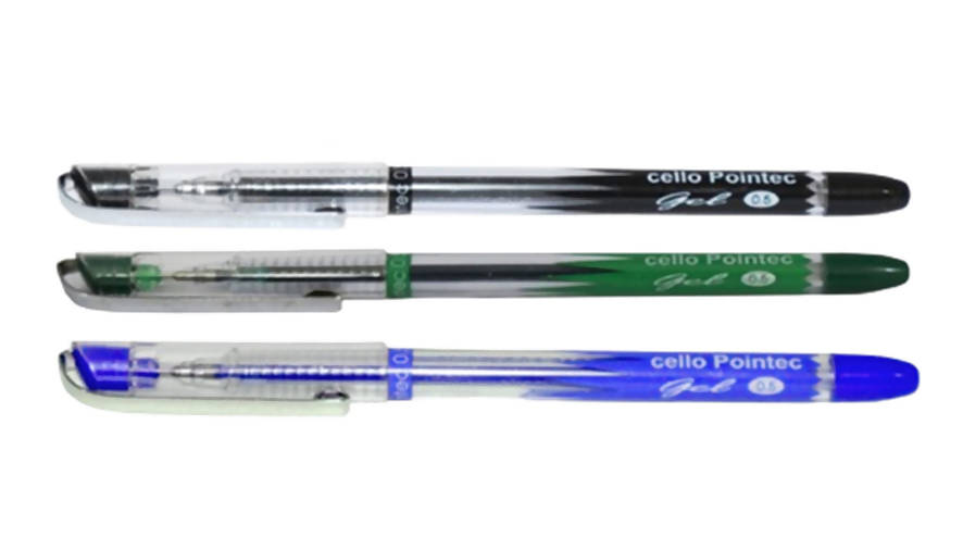 Cello Pointec Green, Black & Blue Gel Pens | Grocsy