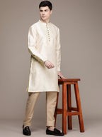 House of Pataudi Ethnic Motifs Yoke Design Sequinned Jashn Kurta | Grocsy
