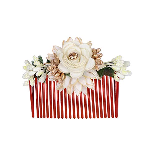 Accessher Multicolor Floral Hair Combs for Women | Decorative Acrylic Hair Accessories with Artificial Flowers | Perfect for Weddings Parties & Traditional Looks | Pack of 3 | Grocsy