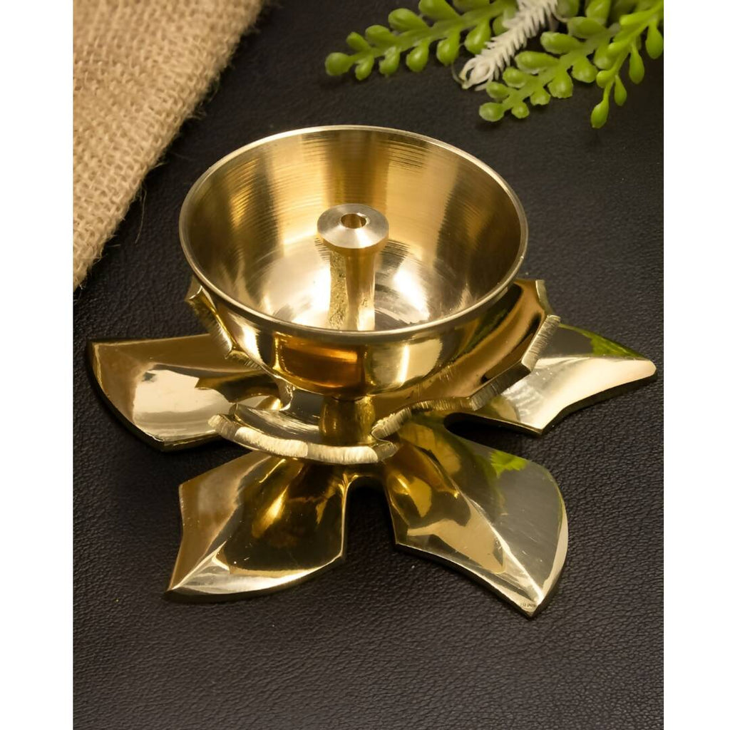 Spillbox Gold Toned Kamal Jyothi Diya Pooja Essentials | Grocsy