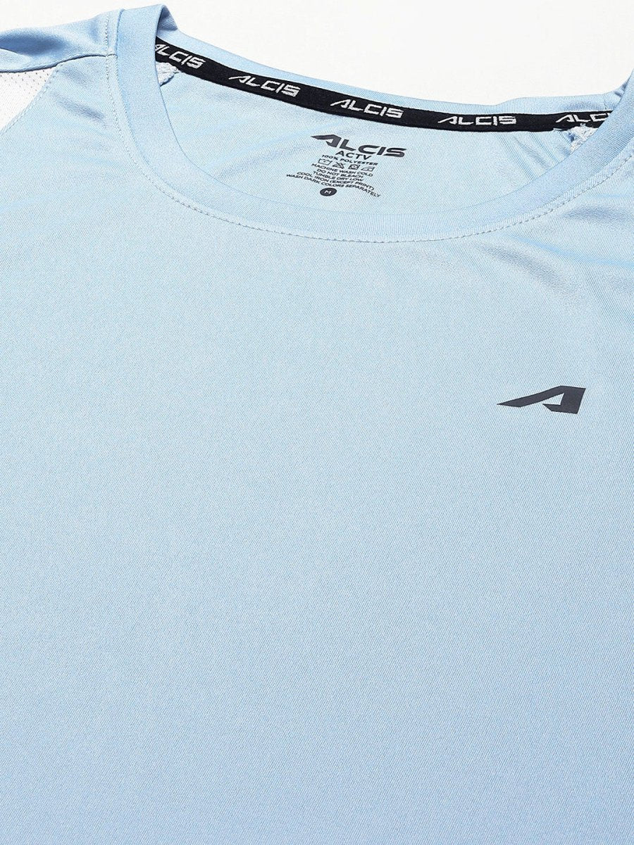 Alcis Men Blue Solid Slim Fit T-shirt | Grocsy