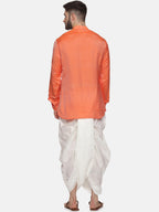 Sethukrishna Men Orange Empire Kurta with Dhoti Pants | Grocsy