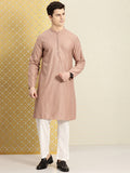 House of Pataudi Men Jashn Ethnic Motifs Embroidered Sequinned Kurta with Pyjamas | Grocsy