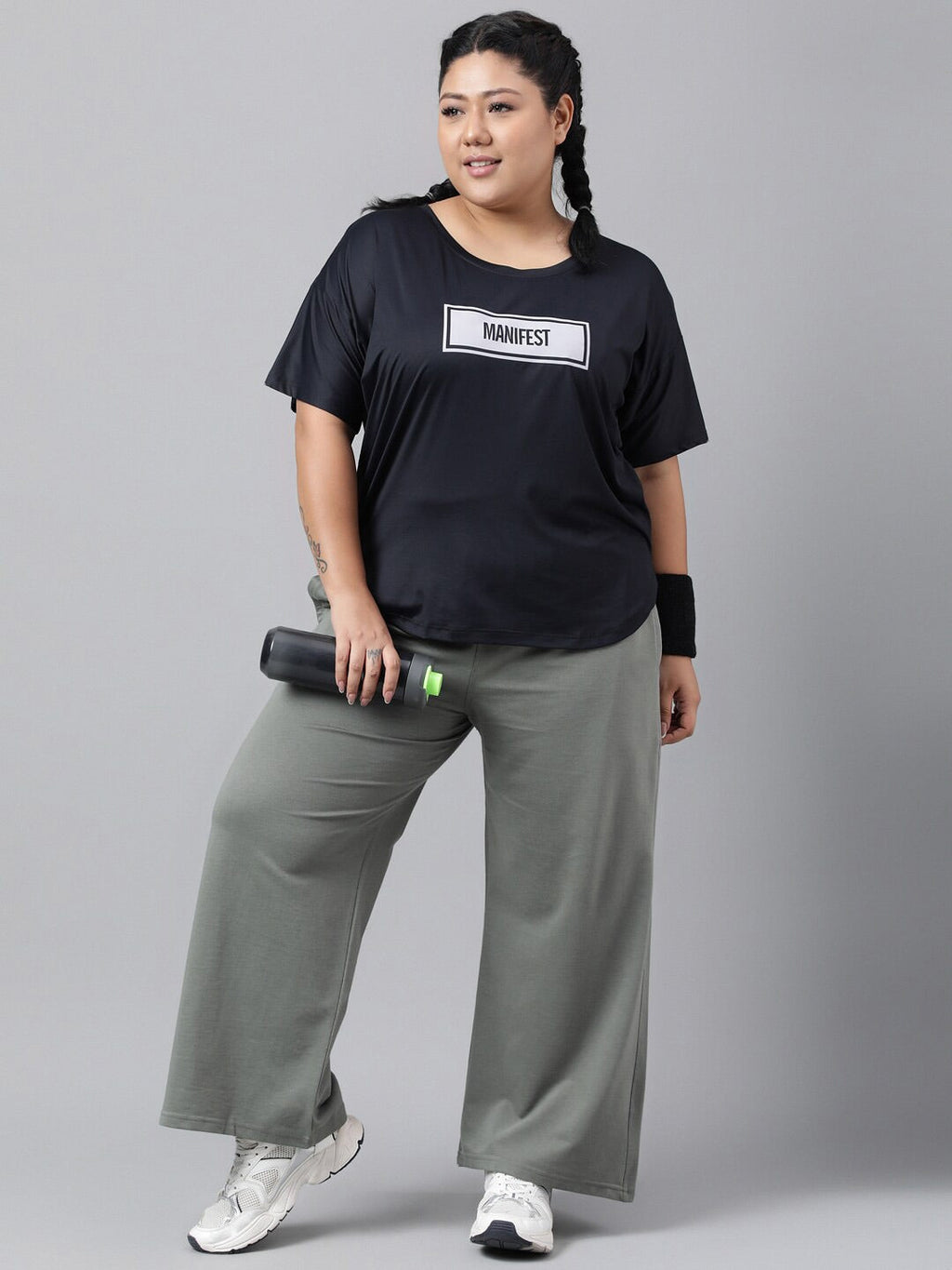 MKH Plus Size Typography Printed Relaxed Fit Dri-FIT T-shirt | Grocsy