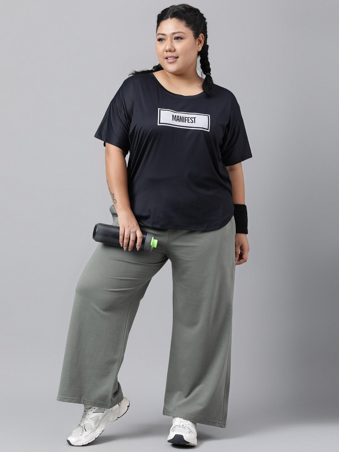 MKH Plus Size Typography Printed Relaxed Fit Dri-FIT T-shirt | Grocsy
