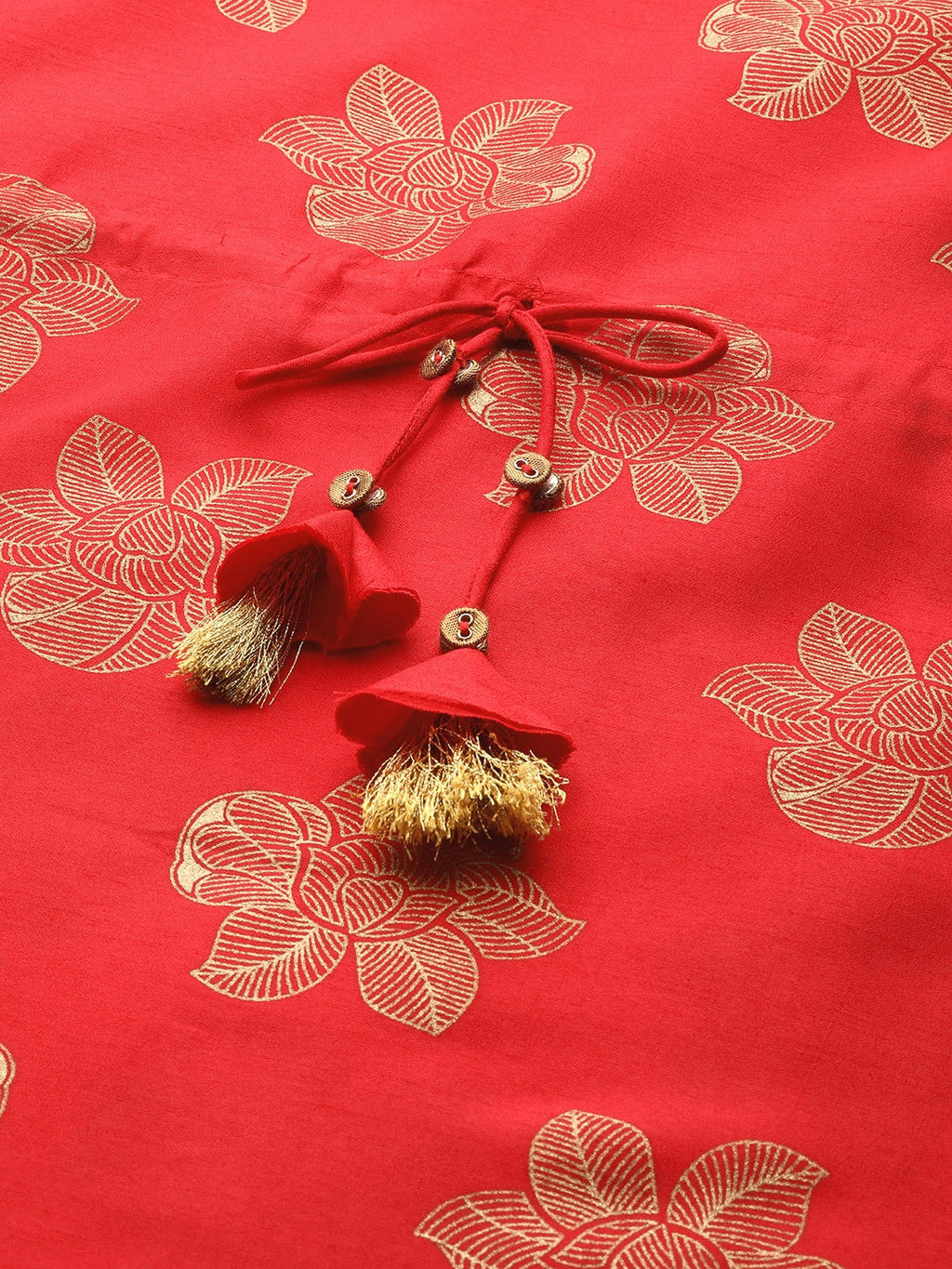 Sangria Women Red Ethnic Motifs Printed Kurta with Trousers | Grocsy