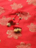 Sangria Women Red Ethnic Motifs Printed Kurta with Trousers | Grocsy