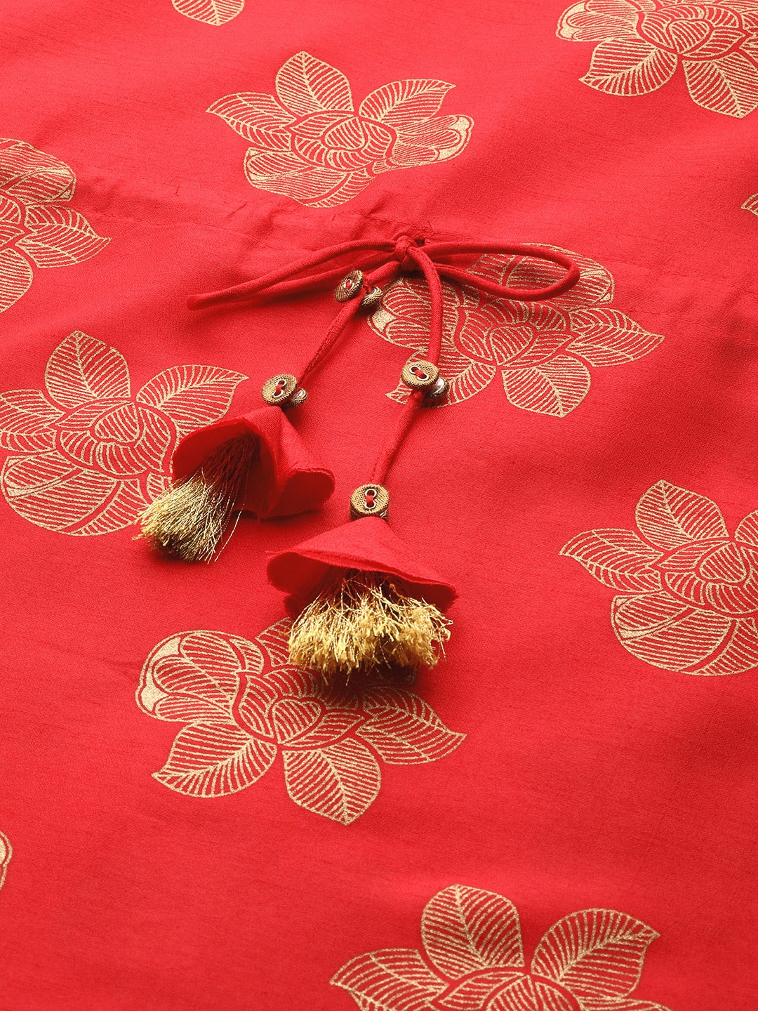 Sangria Women Red Ethnic Motifs Printed Kurta with Trousers | Grocsy