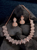 Saraf RS Jewellery Rose Gold-Polished & White AD & CZ-Studded Contemporary Jewellery Set | Grocsy
