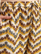 Sangria Beige Floral Printed Mirror Work Pure Cotton Kurta With Trousers & Dupatta | Grocsy
