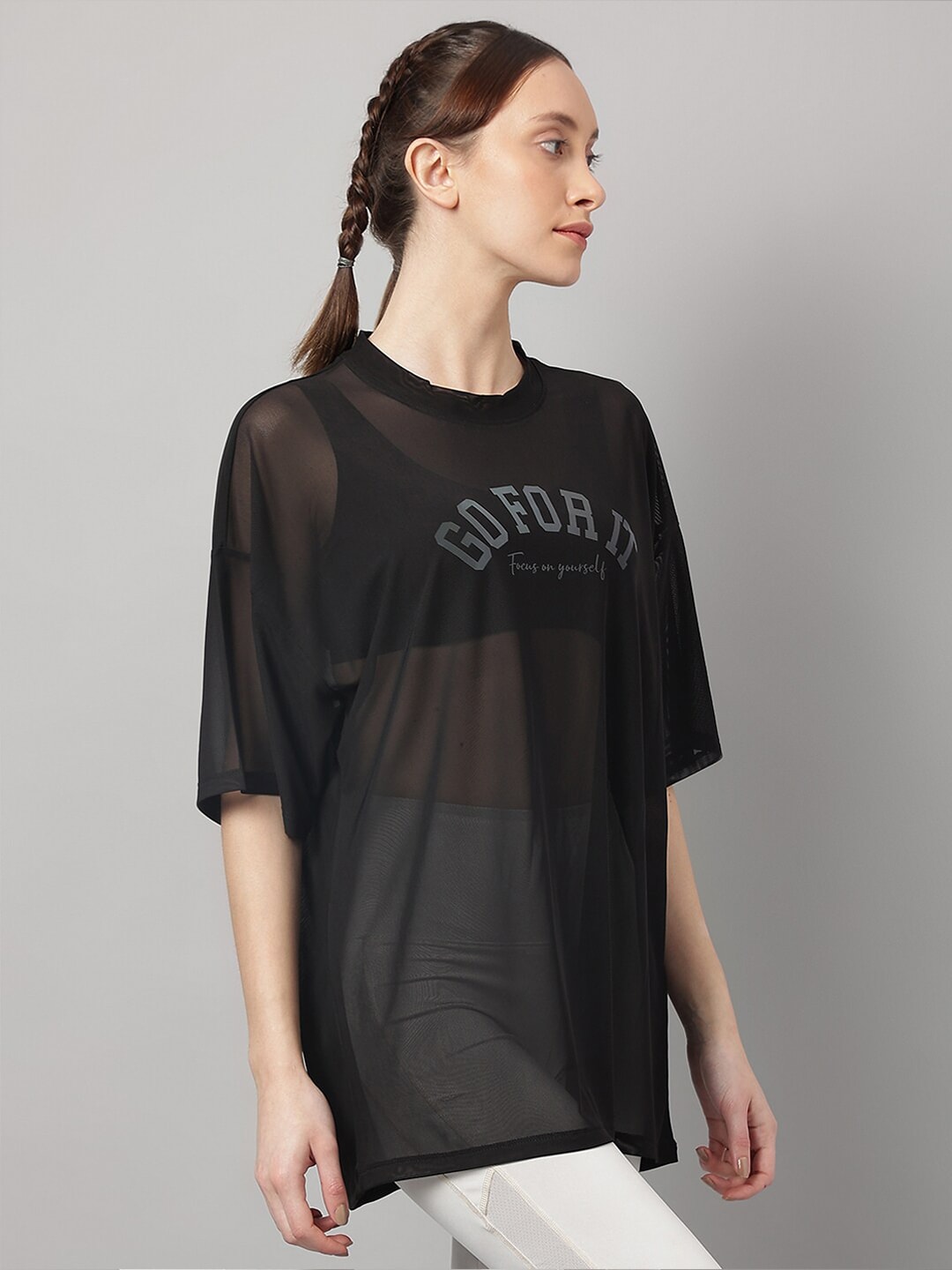 MKH Typography Printed Drop Shoulder Sleeves Dri-FIT Sports T-Shirt | Grocsy