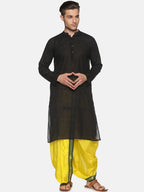 Sethukrishna Men Yellow & Green Solid Readymade Dhoti Pant | Grocsy