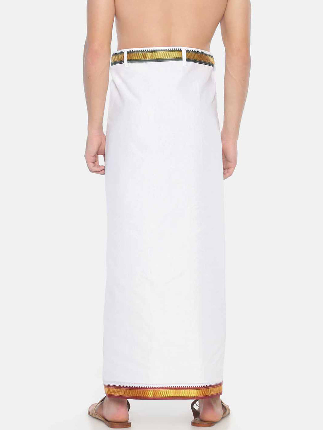 Sethukrishna White Solid Readymade Pocket Dhoti For Men | Grocsy