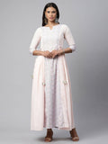 Ahalyaa Women Pink Crepe Khari Print Dress | Grocsy