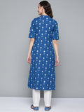 HERE&NOW Women Blue & White Ethnic Motifs Printed Kurta | Grocsy