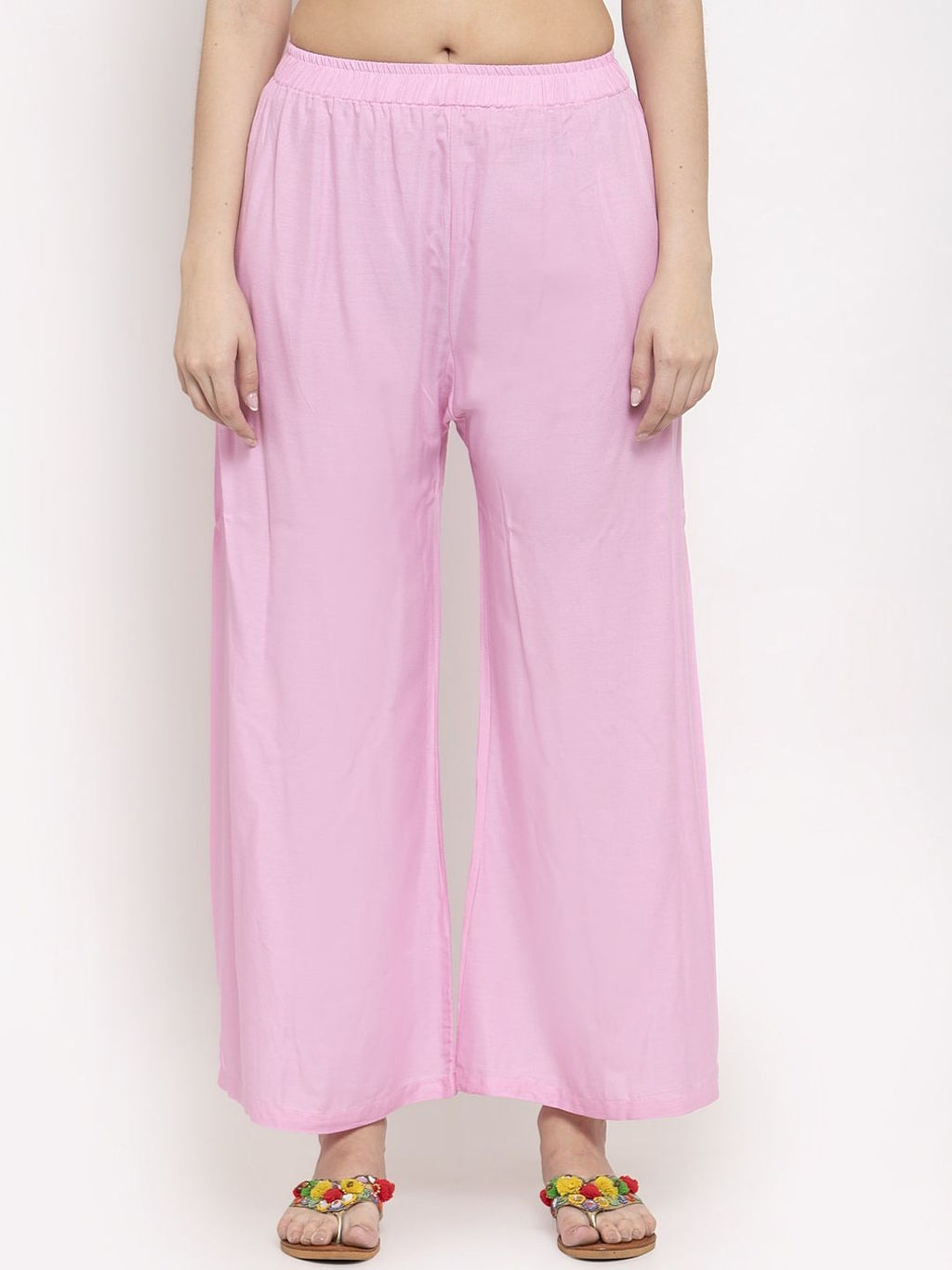 TAG 7 Women Pink Solid Flared Palazzos | Grocsy