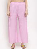 TAG 7 Women Pink Solid Flared Palazzos | Grocsy