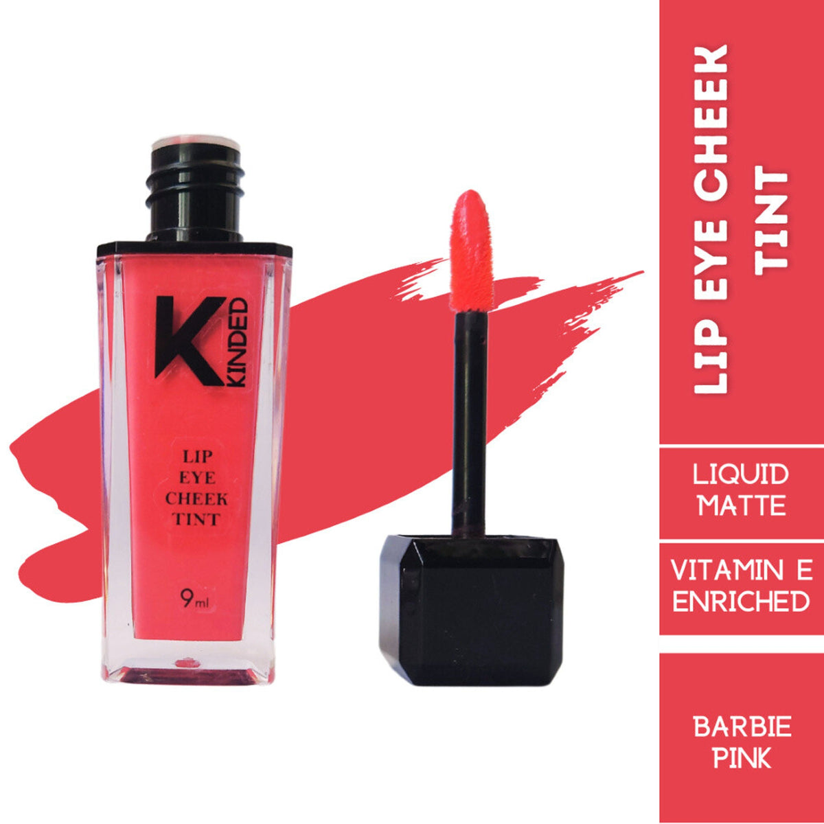 KINDED Lip, Eye & Cheek Tint with Vitamin-E Enriched - 01 Barbie Pink | Grocsy