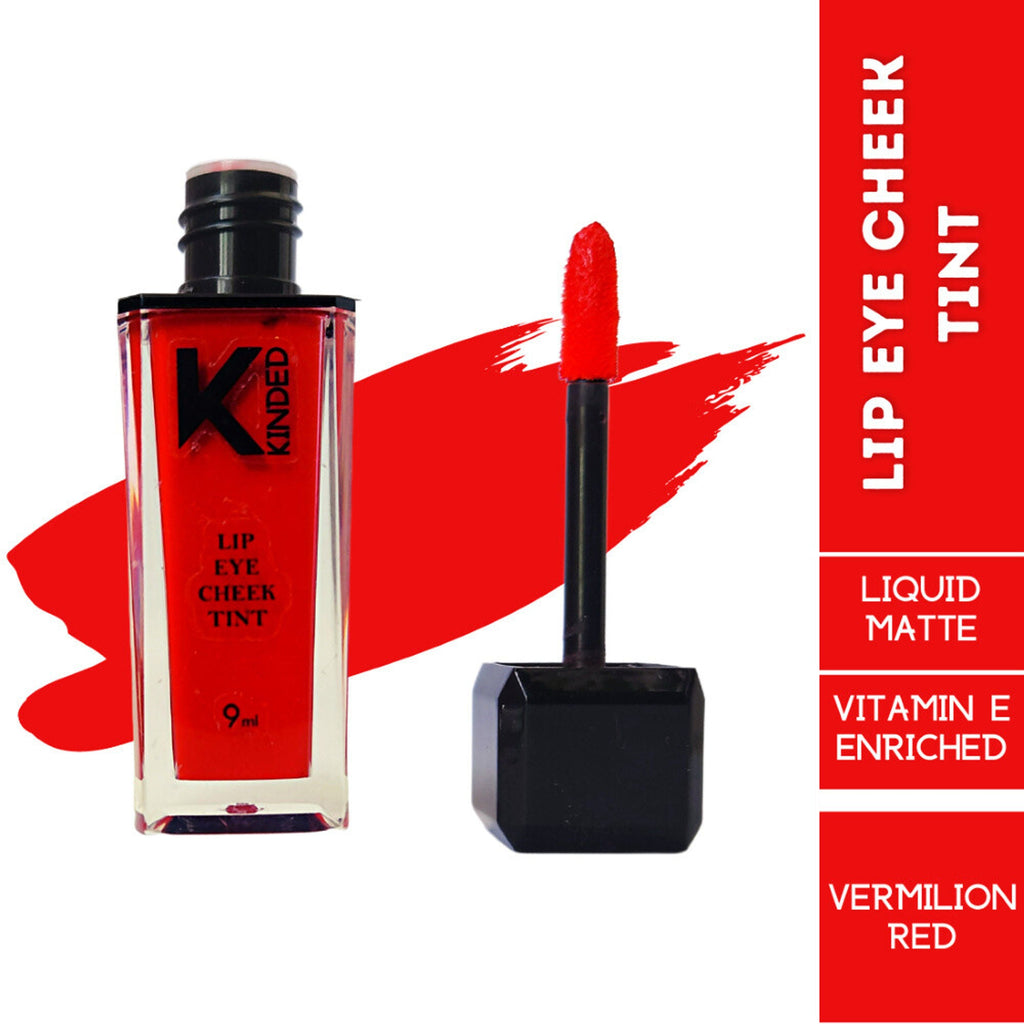 KINDED Lip, Eye & Cheek Tint with Vitamin-E Enriched - 03 Vermilion Red | Grocsy