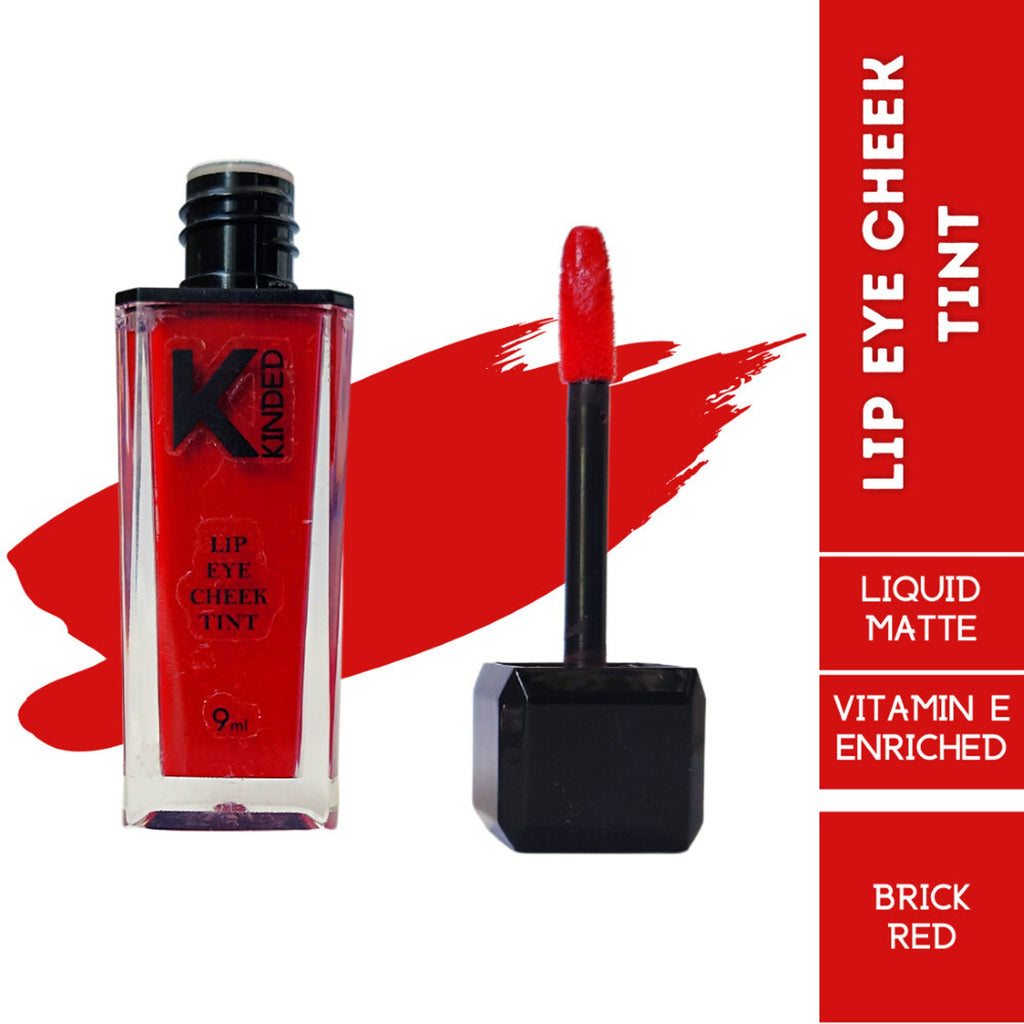 KINDED Lip, Eye & Cheek Tint with Vitamin-E Enriched - 04 Brick Red | Grocsy