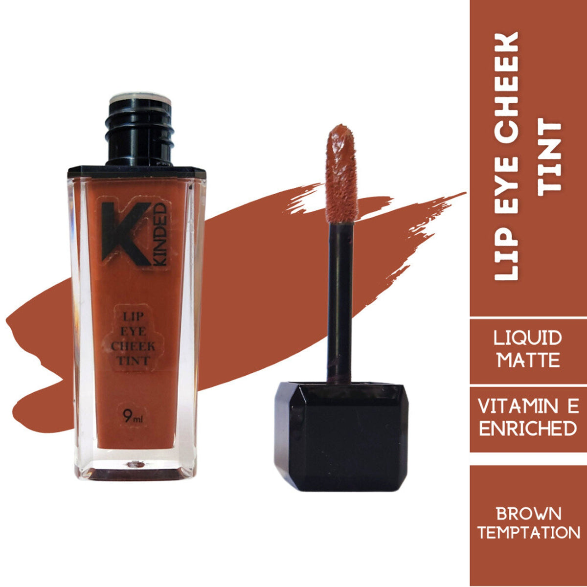 KINDED Lip, Eye & Cheek Tint with Vitamin-E Enriched - 06 Brown Temptation | Grocsy
