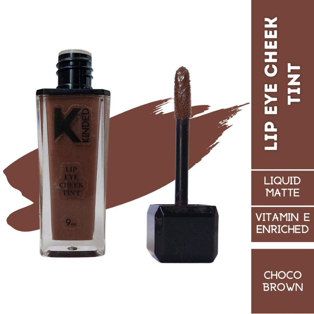 KINDED Lip, Eye & Cheek Tint with Vitamin-E Enriched - 07 Choco Brown | Grocsy