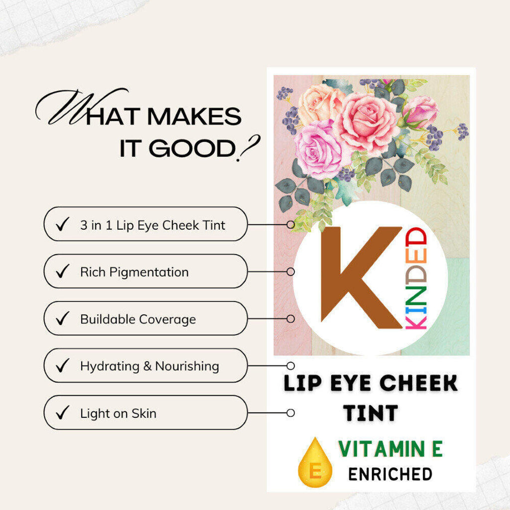 KINDED Lip, Eye & Cheek Tint with Vitamin-E Enriched - 07 Choco Brown | Grocsy