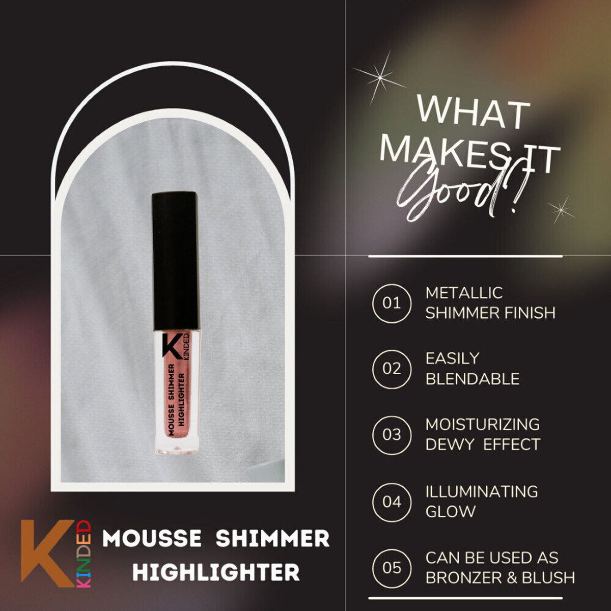 KINDED Mousse Shimmer Highlighter - Rusty Bronze | Grocsy