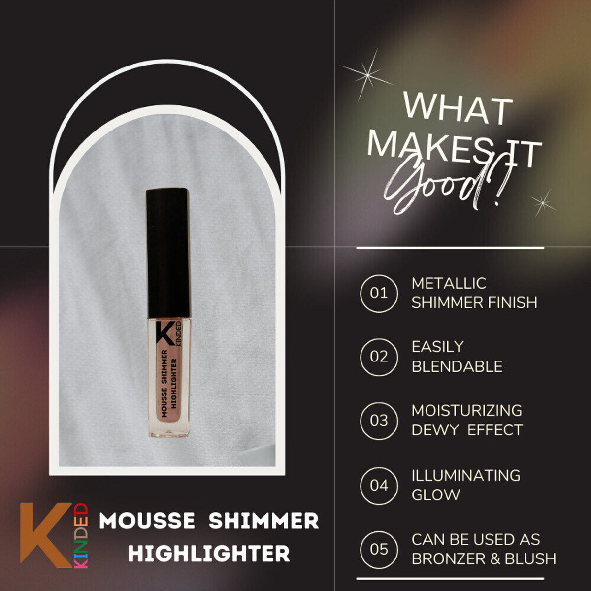 KINDED Mousse Shimmer Highlighter - Rose Gold | Grocsy