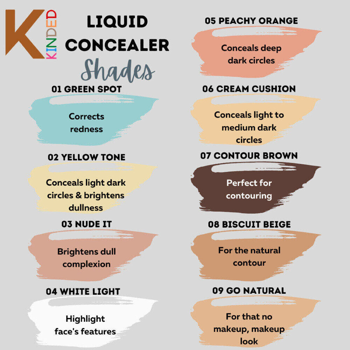 KINDED Liquid Concealer - White Light | Grocsy