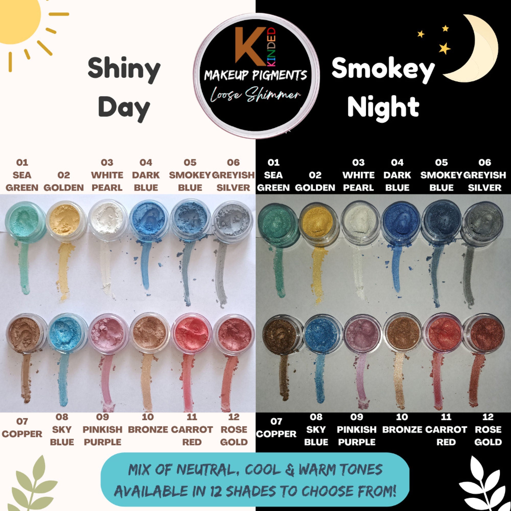 KINDED Loose Shimmer Makeup Foil Pigments Powder - Golden | Grocsy