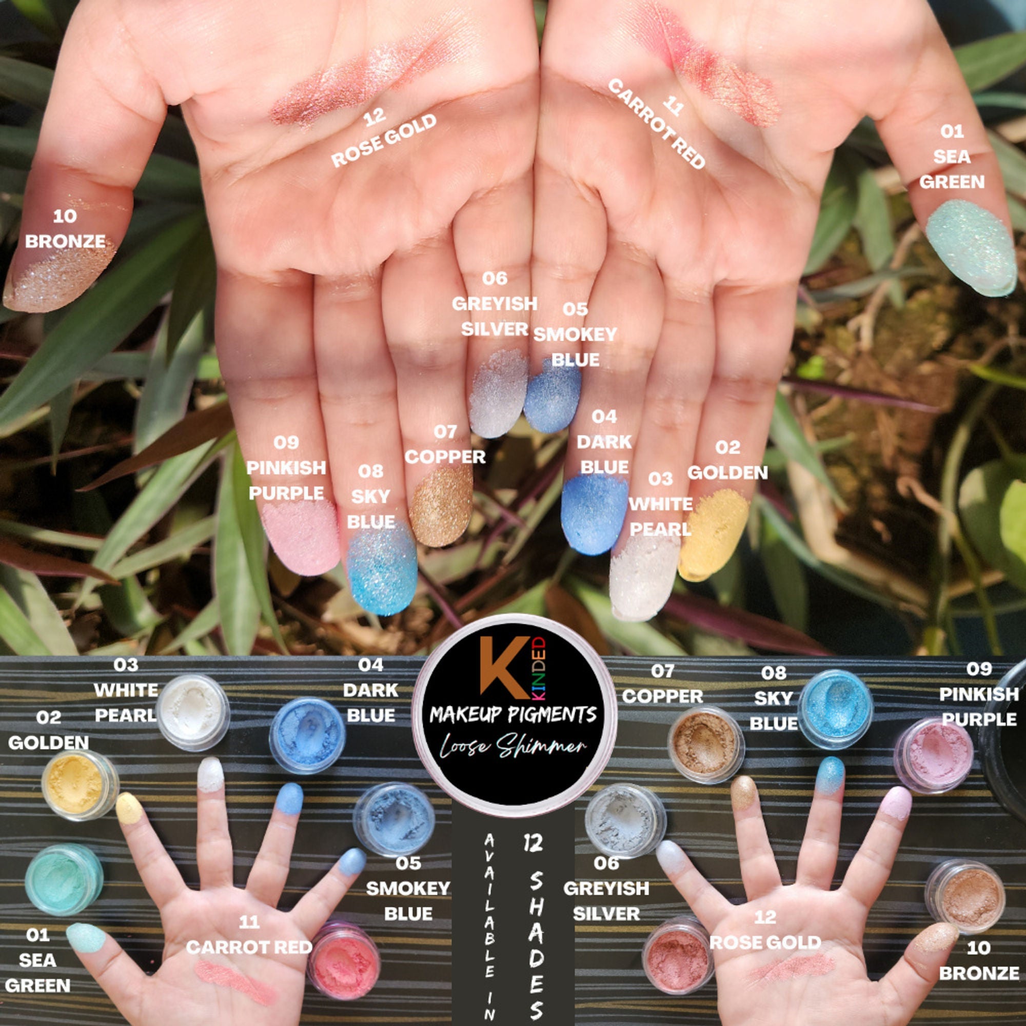 KINDED Loose Shimmer Makeup Foil Pigments Powder - White Pearl | Grocsy